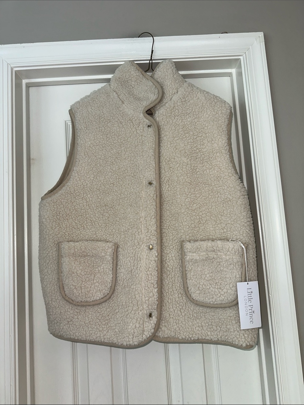Little Prince & Sister London Sherpa Vest Momma Body Warmer Stone Reversible
